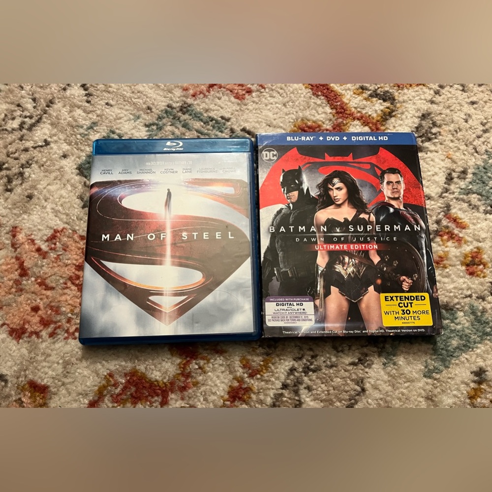 Bundle Man of Steele and Batman & Superman Dawn of Justice Blu Rays‎